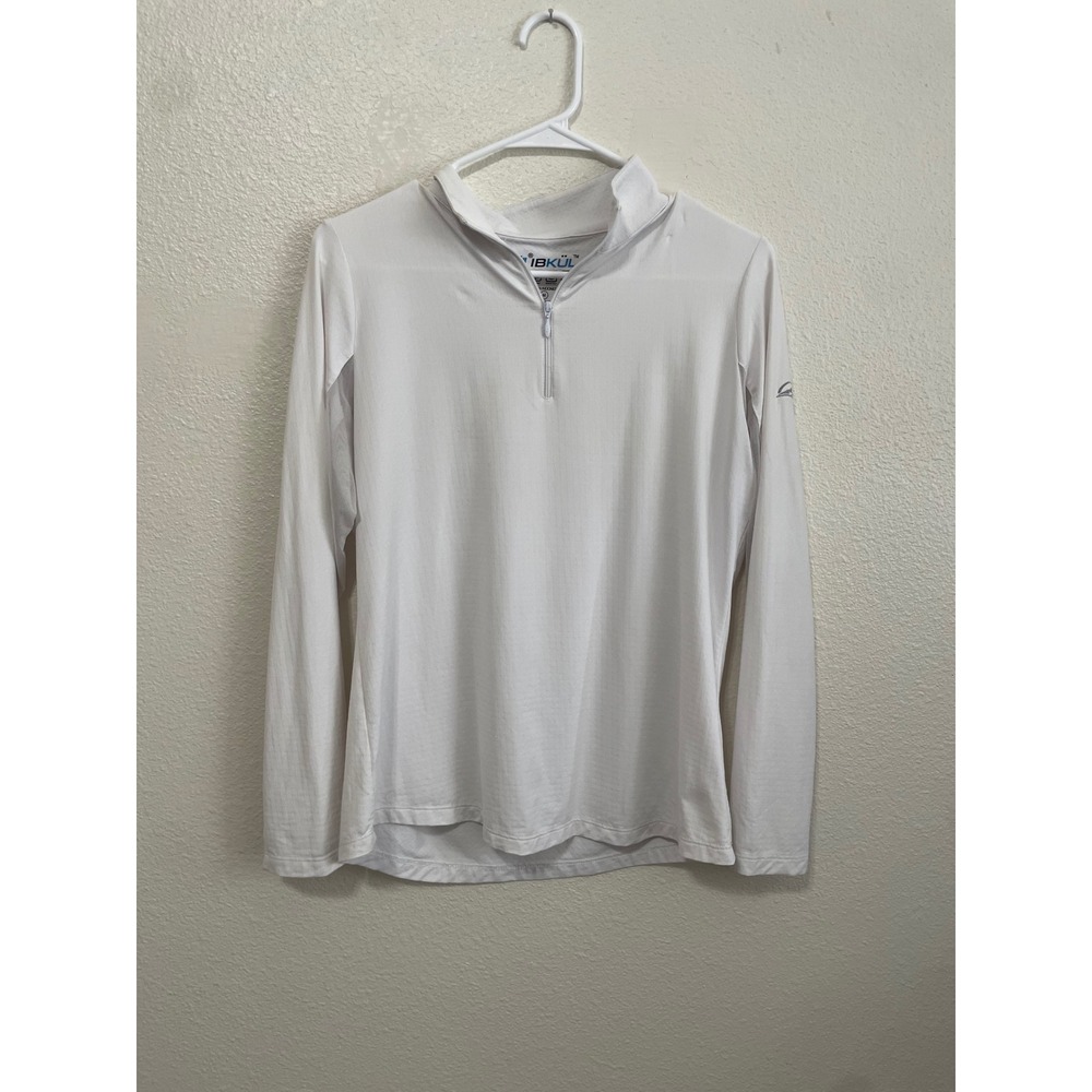 IBKÜL Sun Shirt Women Medium White Good UPF 50+ Quarter-Zip Mesh Panels